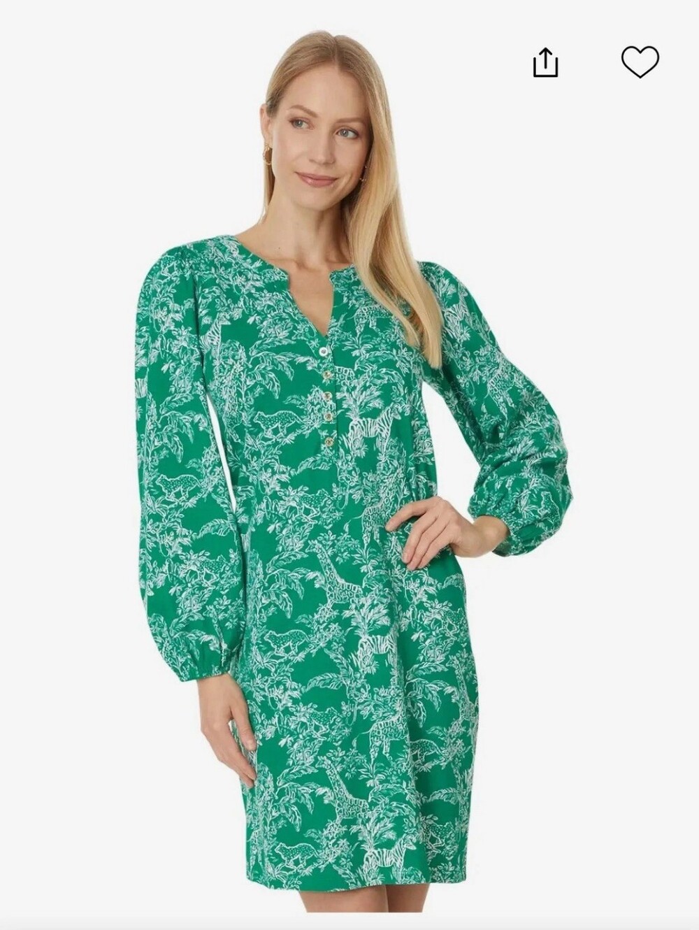 Lilly Pulitzer Emery Fiddle Leaf Safari Party Dress Size XXL Green EUC!